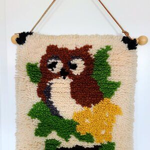 Vintage Wall Tapestry with Owls. Wall Hanging Bohemian Decor